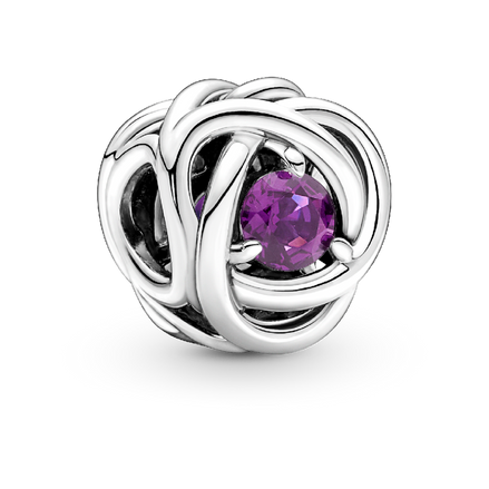 February Purple Eternity Circle Charm