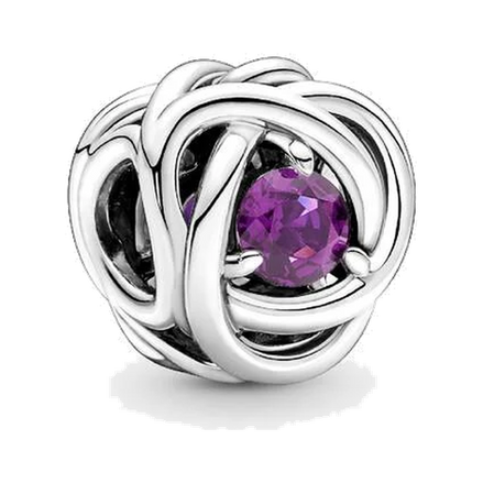 February Purple Eternity Circle Charm