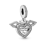 Heart and Angel Wings Dangle Charm