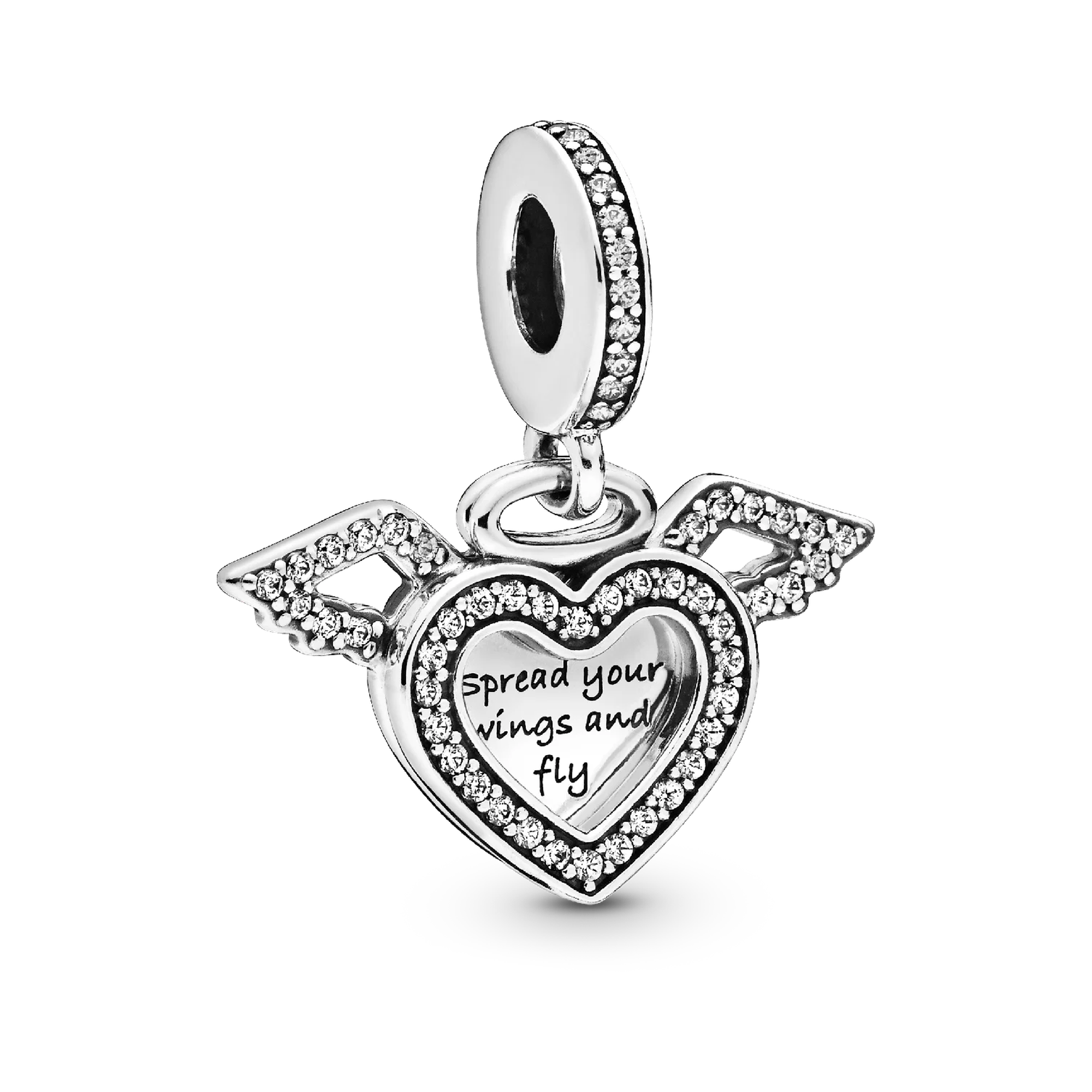 Heart and Angel Wings Dangle Charm