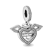 Heart and Angel Wings Dangle Charm