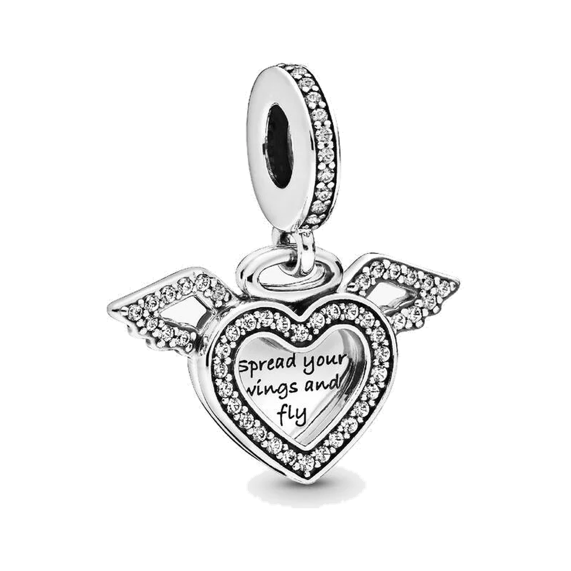 Heart and Angel Wings Dangle Charm