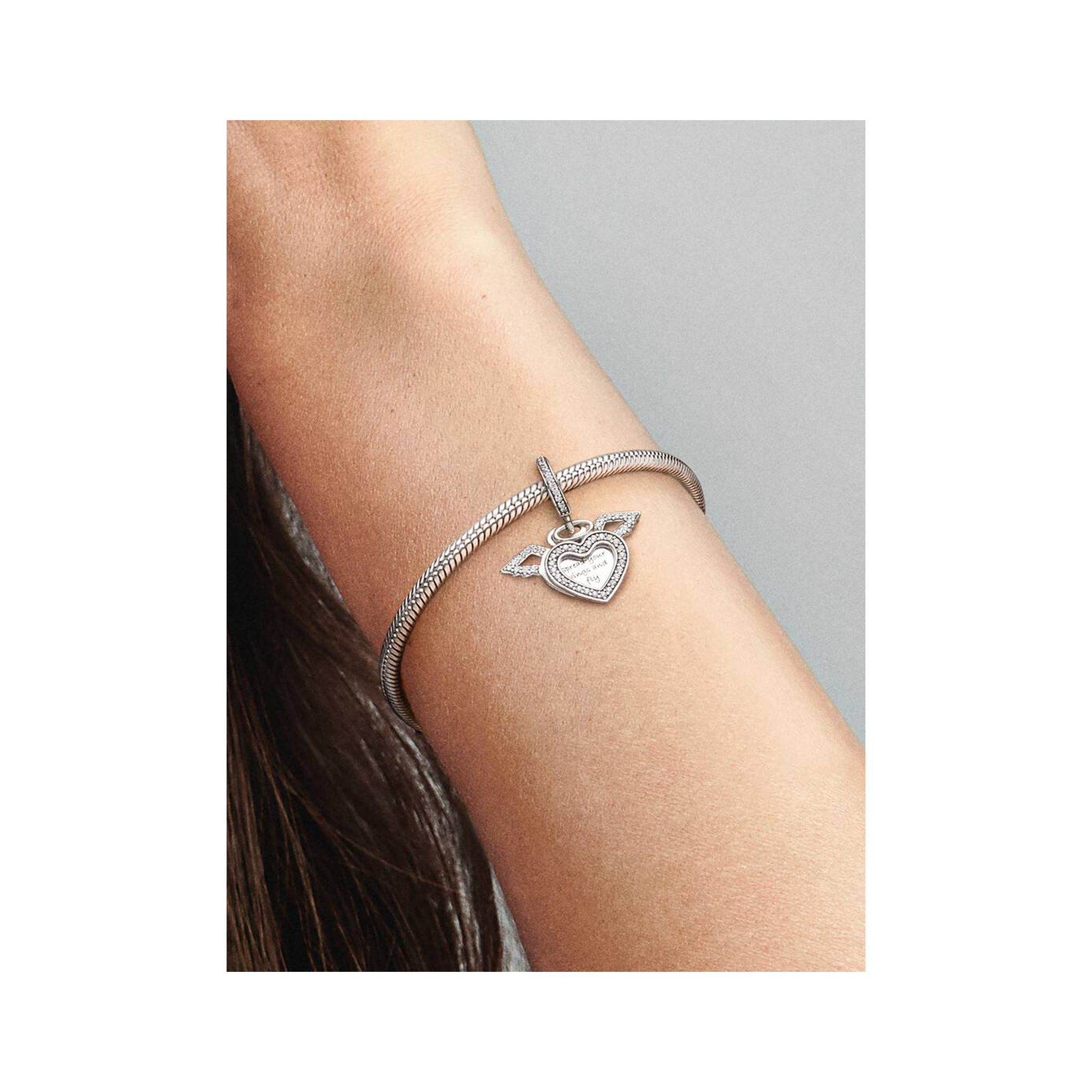 Heart and Angel Wings Dangle Charm