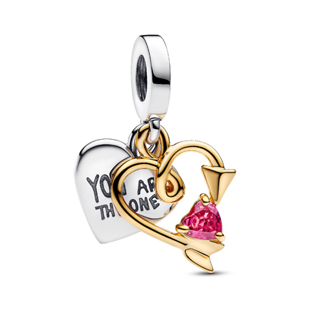 Engravable Heart & Arrow Double Dangle Charm