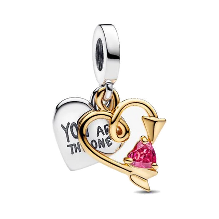 Engravable Heart & Arrow Double Dangle Charm